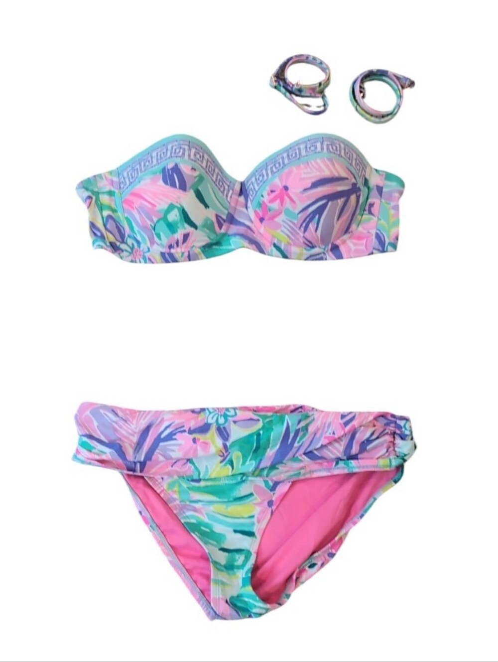 Lilly Pulitzer Tropical Floral Bikini Set with Removable Straps Size 8 - Picture 2 of 8